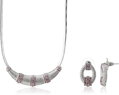 mahi Brass, Alloy Rhodium Pink Jewellery Set(Pack of 1)