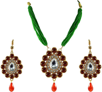 Vidhya Kangan Brass Gold-plated Red Jewellery Set(Pack of 3)