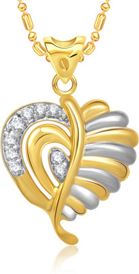 VK Jewels Shinning Diva Heart Gold Plated for Women & Girls Cubic Zirconia Alloy Pendant