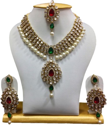 Shining Diva Alloy Maroon, Green Jewellery Set(Pack of 1)