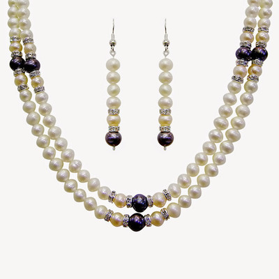 

Nisa Pearls & Jewellery Mother of Pearl Jewel Set(White, Black)