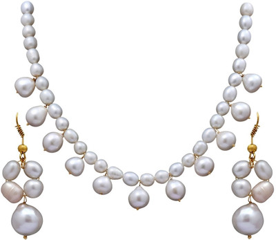 DD Pearls Mother of Pearl White Jewellery Set(Pack of 1)