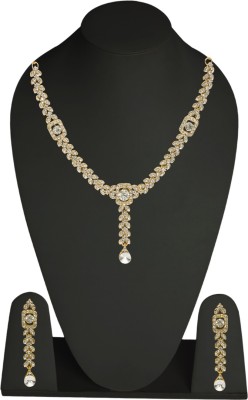 JEWELS GURU Alloy Gold-plated Gold, White Jewellery Set(Pack of 1)