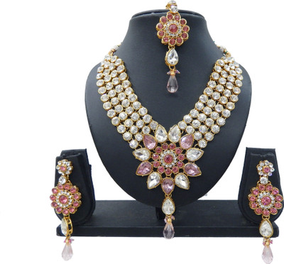 

Shree Bhawani Art Jewellery Alloy Jewel Set(Pink)
