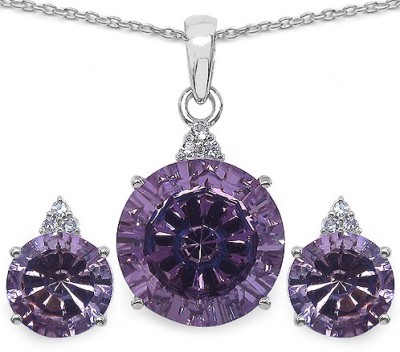 Johareez Sterling Silver Rhodium Purple Jewellery Set(Pack of 1)