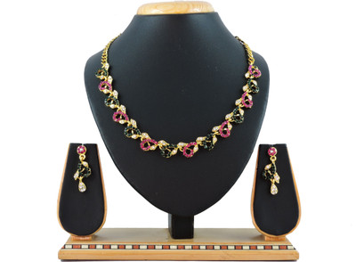 VATSALYA creation Alloy Gold-plated Pink, Green Jewellery Set(Pack of 1)