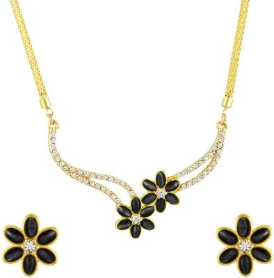 mahi Alloy Gold-plated Black Jewellery Set(Pack of 1)