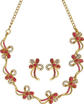 

Zaveri Pearls Alloy Jewel Set(Pink, White)