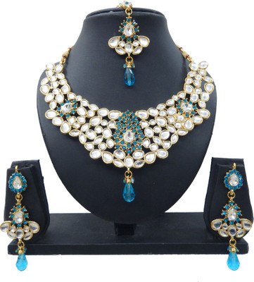 

Shree Bhawani Art Jewellery Alloy Jewel Set(Blue)