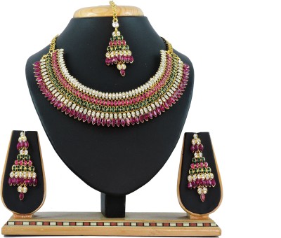 VATSALYA creation Alloy Gold-plated Pink, Green Jewellery Set(Pack of 1)