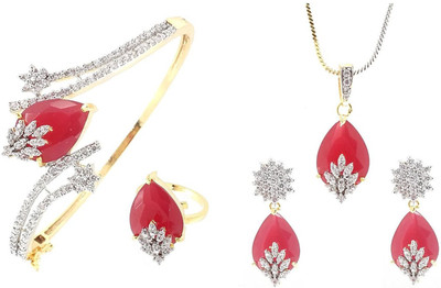 YouBella Alloy Gold, Red Jewellery Set(Pack of 1)