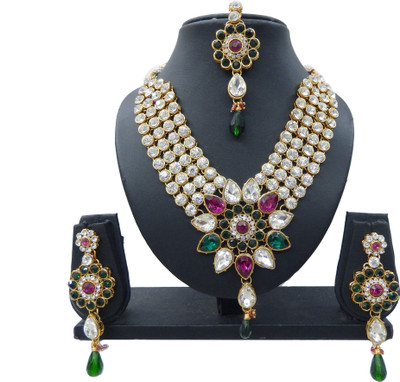 

Shree Bhawani Art Jewellery Alloy Jewel Set(Pink, Green)