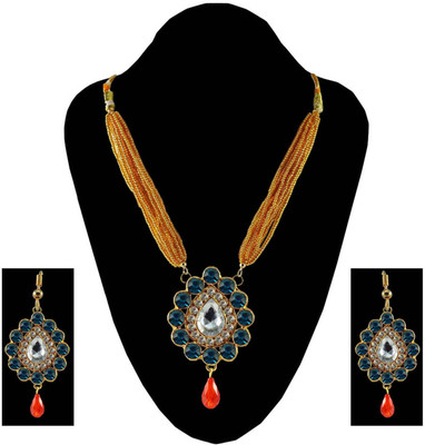 Vidhya Kangan Brass Gold-plated Turquoise Jewellery Set(Pack of 3)