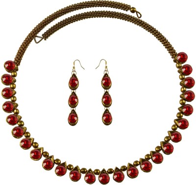 Vidhya Kangan Brass Gold-plated Red Jewellery Set(Pack of 3)