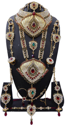 

Shree Bhawani Art Jewellery Zinc Jewel Set(Maroon, Green)