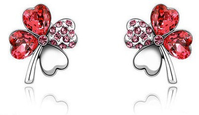 Silver Shoppee Passionate Clover Cubic Zirconia, Swarovski Crystal Alloy Stud Earring