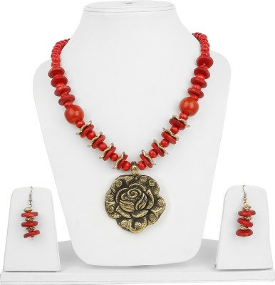 Johareez Alloy Gold-plated Red Jewellery Set(Pack of 1)