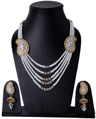 Shining Diva Alloy White, Gold Jewellery Set(Pack of 1)