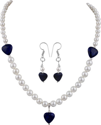 Pearlz Ocean Alloy Jewel Set(White, Blue)