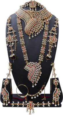 

Shree Bhawani Art Jewellery Zinc Jewel Set(Red, Green)