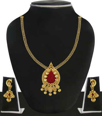 

Zaveri Pearls Zinc Jewel Set(Gold, Pink)