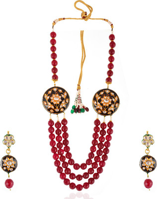 Be You Brass Rhodium Red Jewellery Set(Pack of 1)