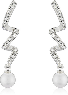 mahi Spiral Shimmer Pearl, Crystal Alloy, Brass Drops & Danglers