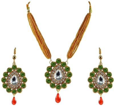 Vidhya Kangan Brass Gold-plated Green Jewellery Set(Pack of 3)