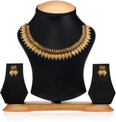 

Zaveri Pearls Zinc Jewel Set(Red)