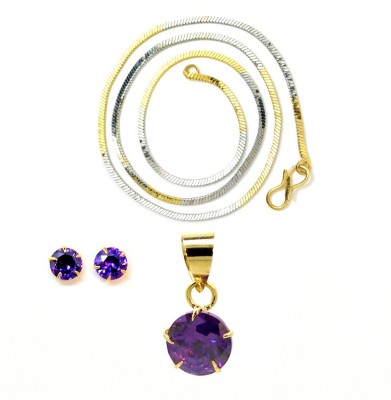 Be You Metal, Brass Rhodium Purple, Blue Jewellery Set(Pack of 1)