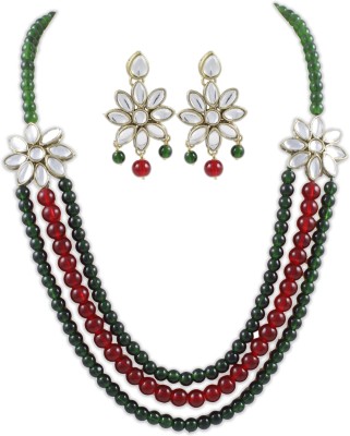 Karatcart Brass Gold-plated Green, Red Jewellery Set(Pack of 1)