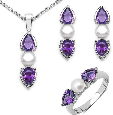 

Johareez Sterling Silver Jewel Set(Purple)