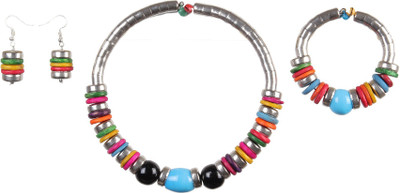 

Pink Rose Metal Jewel Set(Multicolor)