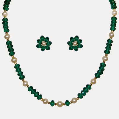 

Nisa Pearls & Jewellery Mother of Pearl Jewel Set(White, Green)