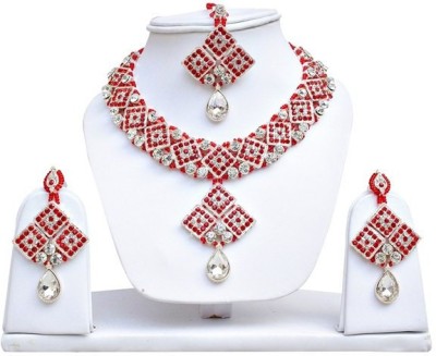 Angel In You Alloy Gold-plated Red, White Jewellery Set(Pack of 1)