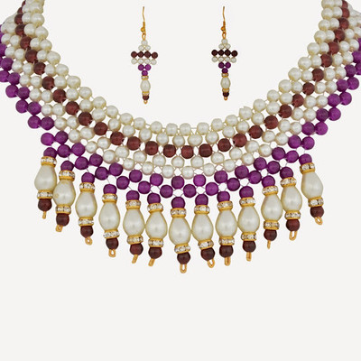 

Nisa Pearls & Jewellery Alloy Jewel Set(White, Purple)