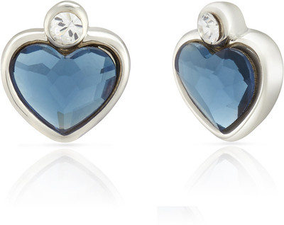 mahi Heart Swarovski Crystal Alloy, Brass Stud Earring
