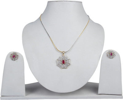 Pink Rose Alloy Jewel Set(Maroon, White)