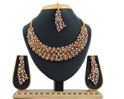 VATSALYA creation Alloy Gold-plated Maroon Jewellery Set(Pack of 1)