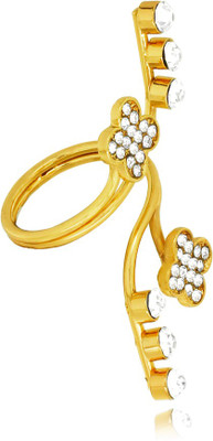 SPARGZ Fashionable Contemporary Design Studded Finger Ring AIFR 039 Alloy Cubic Zirconia Gold Plated Ring