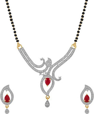 

Alysa Alloy Jewel Set(Red, Silver)