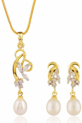 

Nisa Pearls & Jewellery Alloy Jewel Set(White)