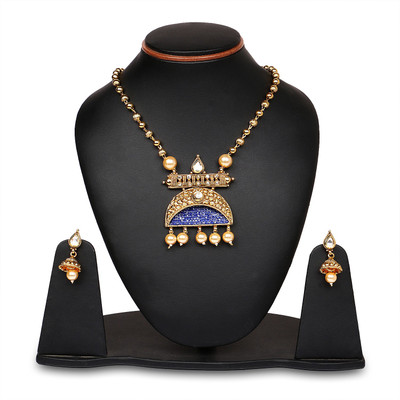 Johareez Alloy Gold-plated Blue Jewellery Set(Pack of 1)