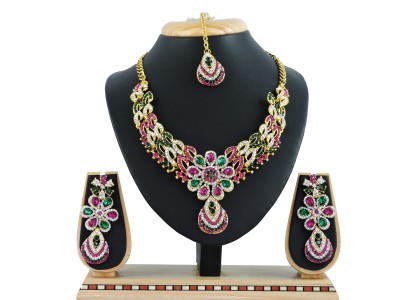 VATSALYA creation Alloy Gold-plated Pink, Green Jewellery Set(Pack of 1)