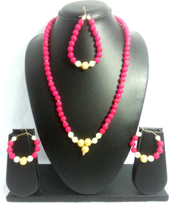 

Kshitij Jewels Alloy Jewel Set(Pink, White)