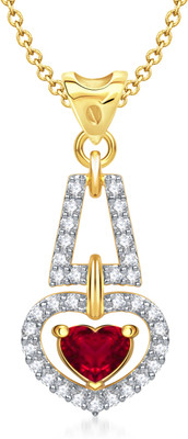 79% OFF on VK Jewels Love For You Red Ruby Heart Shape Yellow Gold Cubic Zirconia Alloy Pendant