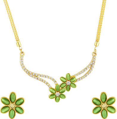mahi Alloy Gold-plated Green Jewellery Set(Pack of 1)