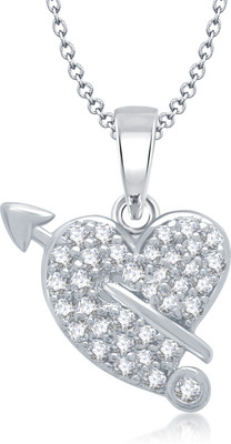 88% OFF on VK Jewels Lovestruck American Diamond Rhodium Plated for Women & Girls Cubic Zirconia Alloy Pendant