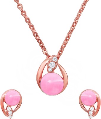 mahi Brass, Alloy Gold-plated Pink, White Jewellery Set(Pack of 1)