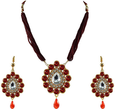 Vidhya Kangan Brass Gold-plated Red Jewellery Set(Pack of 3)
